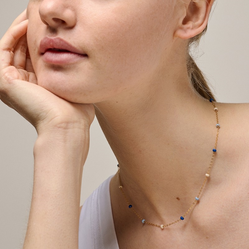 Enamel - Lola Bold MARINE halskæde i forgyldt sølv 2
